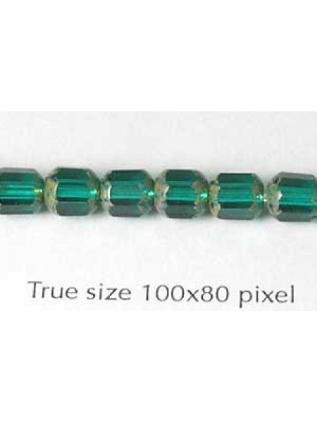 CZ Tube 6mm Green with Stone effect