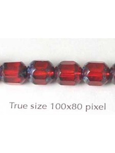 CZ Tube 7x8mm Ruby with Stone effect