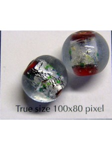 Indian Round Bead 13mm Foil Red/Clear