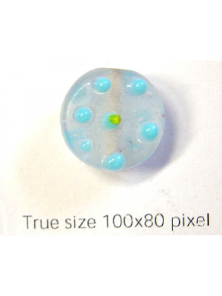 Indian Clear Flat Bead 12mm Blue Speck