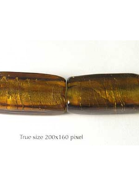 Indian Foil Bead Large 35x20mm Dk.Amber