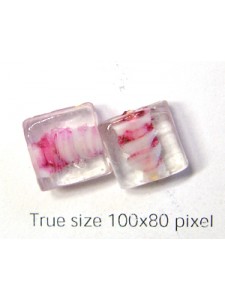 Indian Square Bead 10mm Pink & White