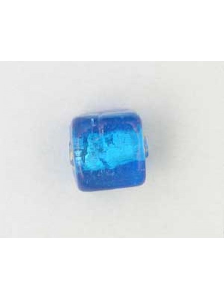 Indian Cube 10mm Silver Foiled Capri Blu