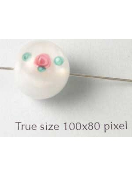 CZ Lampwork Satin Flower 12x18mm White