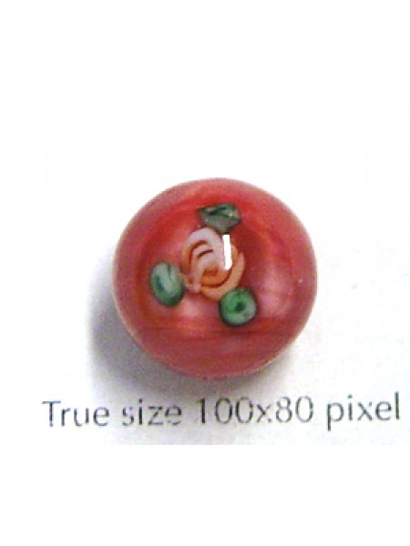 CZ Lampwork Satin Flower 14mm Pink