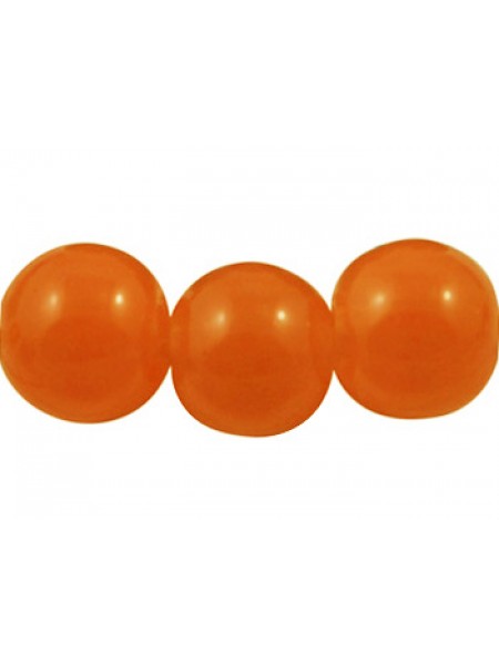 8mm Dyed Orange Glass Rnd Bead Str 105pc