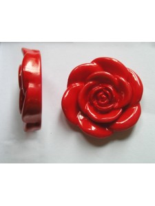 Resin Flower Bead 33x8mm (H1.5mm) Lt.Red