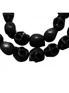 Skull Beads 9x7.5mm Black 16in strand~40