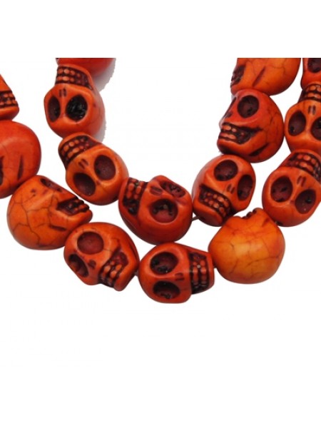 Skull Beads 18mm Orange ~ 23pcs/stra