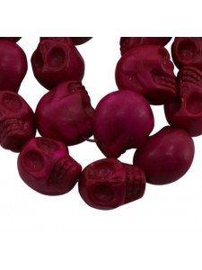 Synthetic Turq. Skull red 15x18mm strand