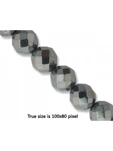 Hematite 8mm Round Faceted - 16 inch