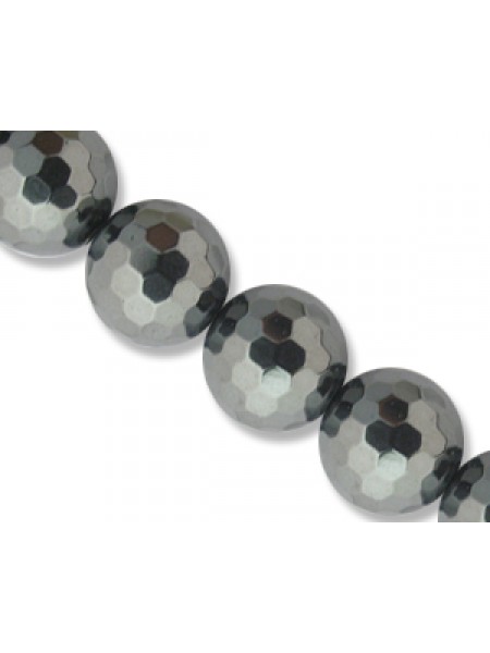 Hematite 10mm Round Faceted - 16 inch