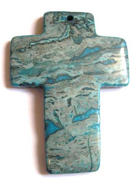 Crazy Lace Agate Cross 40x60mm Turq.Blue