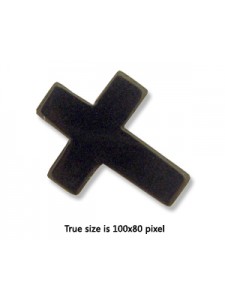 Black Stone Cross 20x25mm 1.5mm H