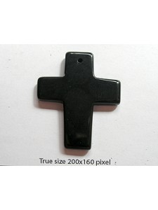 Black Stone Cross 35x43mm 1.5mm H