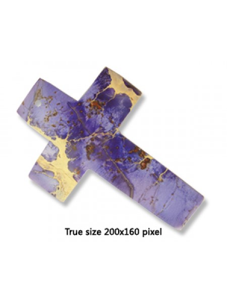 Cross Pendant Purple Emp Jasper 40x60mm