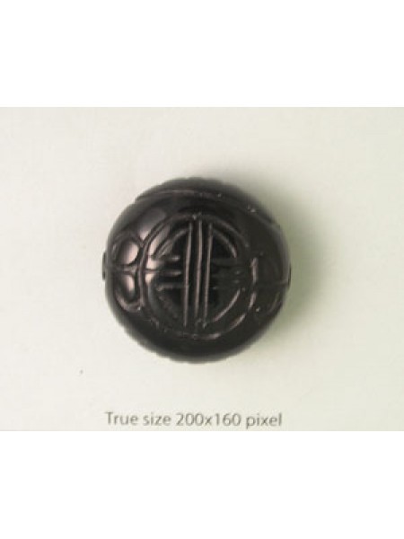 Black Onyx 30mm Carved Bead