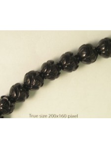 Black Onyx Carved Flower Bead 12mm 16in