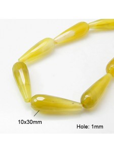 Agate drop Bead Faceted 30x10mm LT Khaki