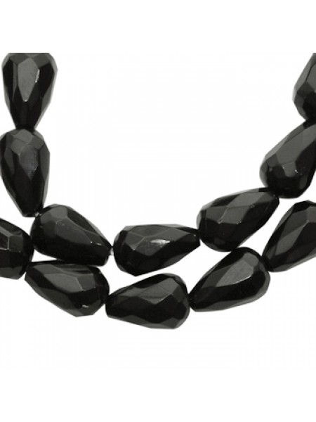 Faceted Drop 16x6mm Black Agate ~25pcs