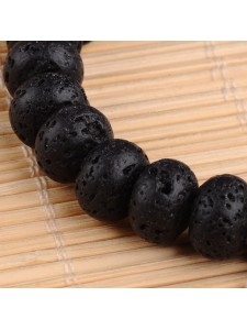 Lava Abacus 12x8mm Black ~50 beads