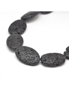 Lava Oval Bead 30x20mm Black 14 beads