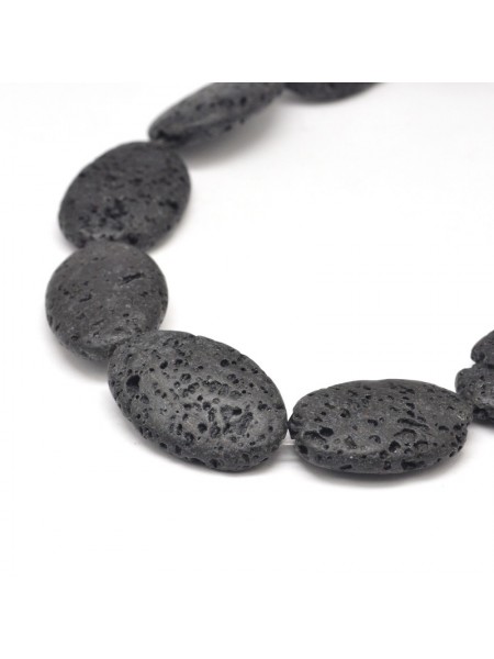 Lava Oval Bead 30x20mm Black 14 beads