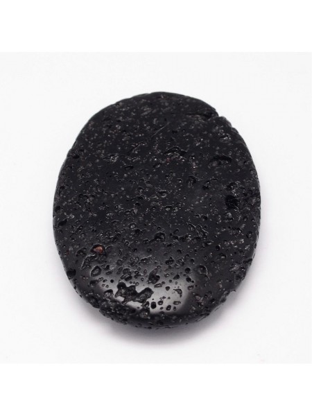 Lava Bead Oval ~50x70x11mm Black