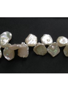Pearl Keshi 14mm Side-drilled White 16in