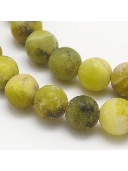 Peridot frosted 8mm round ~49 beads