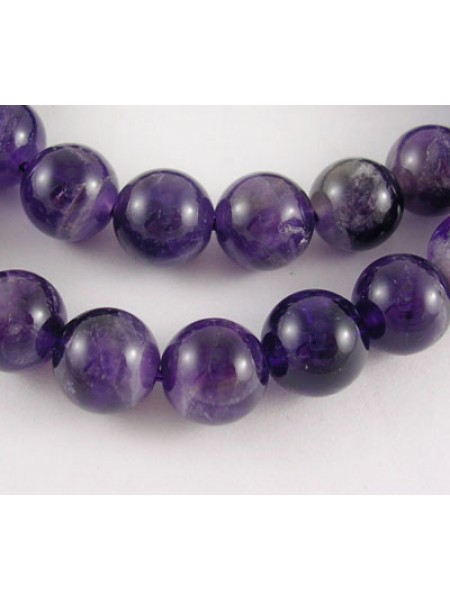 Amethyst 10mm Round H:1mm 15in ~40 beads