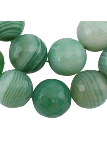 Striped Agate 6mm RD Faceted Dyed green