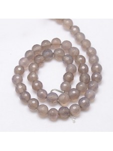 Grey Agate Round Faceted 8mm 15 inch