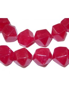 White Jade Dyed Red ~12mm Faceted 15in