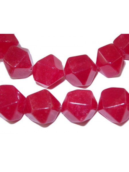 White Jade Dyed Red ~12mm Faceted 15in