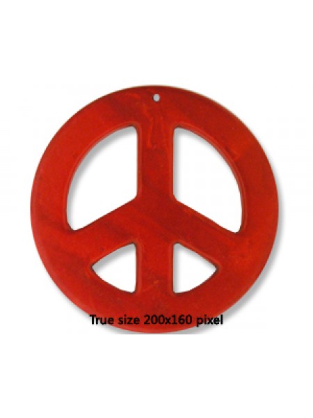 Peace Sign Red (Synthetic) 55x5mm H:1mm