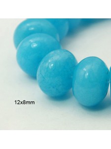 White Jade Abacus 12x8mm Dyed DkSky Blue