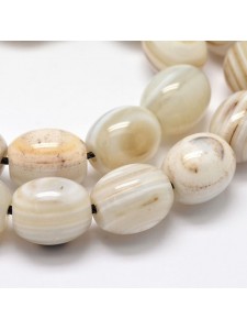 Striped Agate DyeWhite Oval 12x10mm 15in
