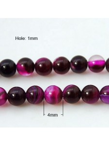 Striped Agate Round 4mm Dyed Magenta