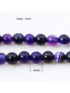 Striped Agate Round 4mm Dyed Purple