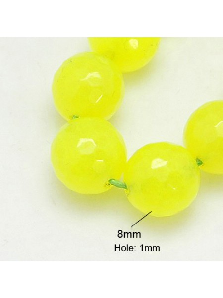 White Jade Dyed Yellow RD Faceted 8mm