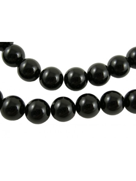 Black Agate Round 10mm 15in strand