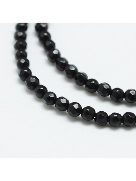 Black Agate Round 2mm Facted ~180 beads