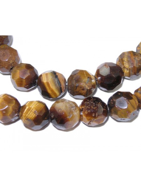 Tiger Eye Brown 4mm Faceted Round 15in