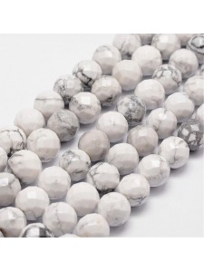 White Howlite 6mm Round Faceted 15in