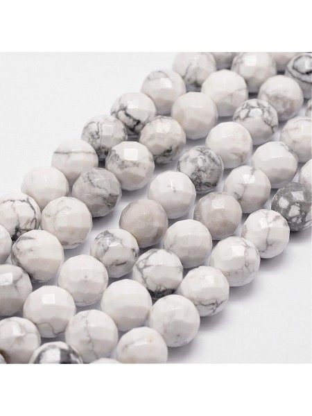 White Howlite 6mm Round Faceted 15in
