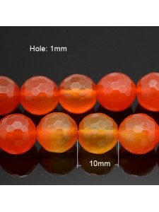 Agate Rd Faceted 10mm Dyed orange Red