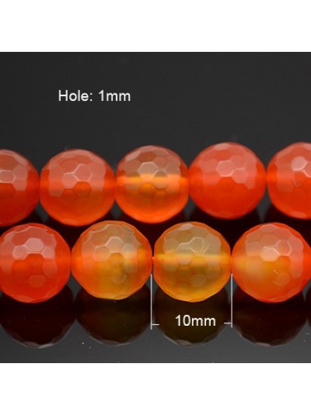 Agate Rd Faceted 10mm Dyed orange Red
