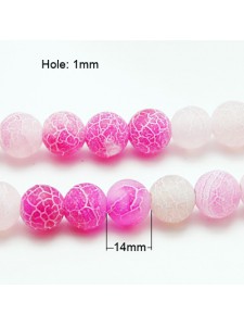 Crazy Agate Rd Frosted 14mm Hot Pink
