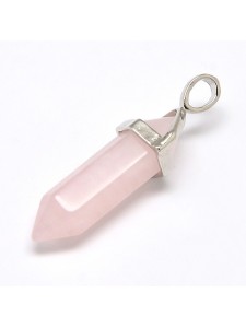 Rose Quartz Pendant ~38x10mm Platin Pl